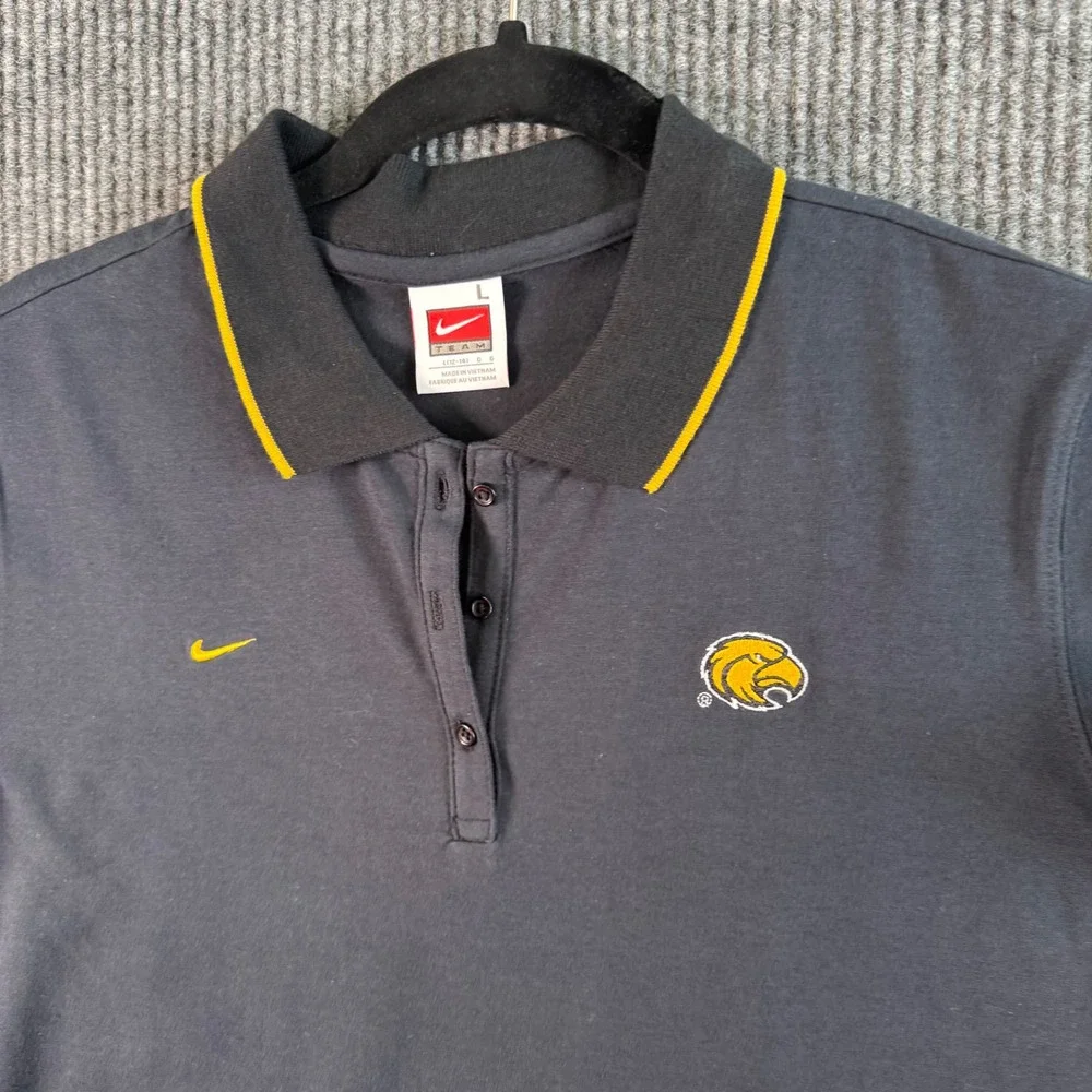 Nike University of Southern MS USM Polo Shirt Womens L Black‎ Golden Eagles